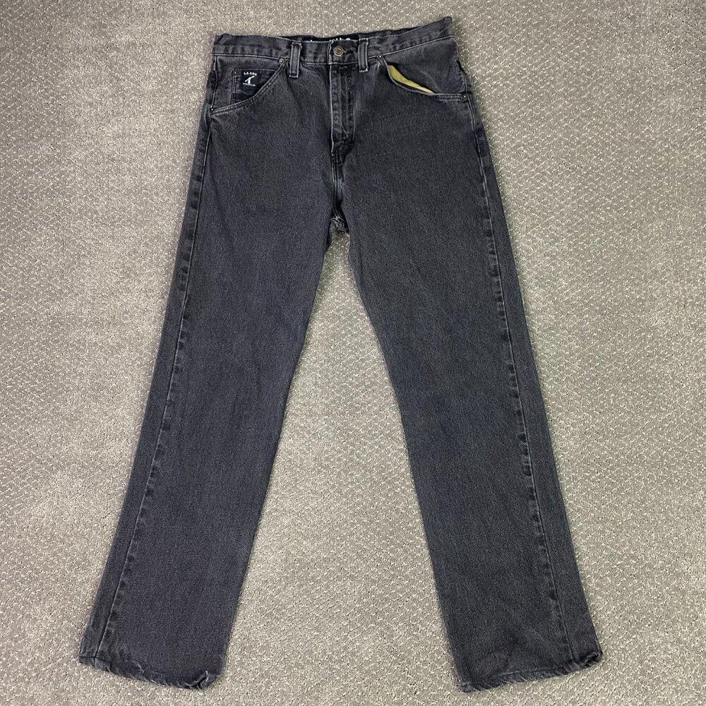 LC King Jeans Men's 32 x 30 Black Pointer Denim 5 Pocket Workwear Cotton USA